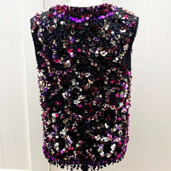 Vintage 60s beaded vest Embellished with sequins. 100% Wiool Must see Video - Picture 5 of 16